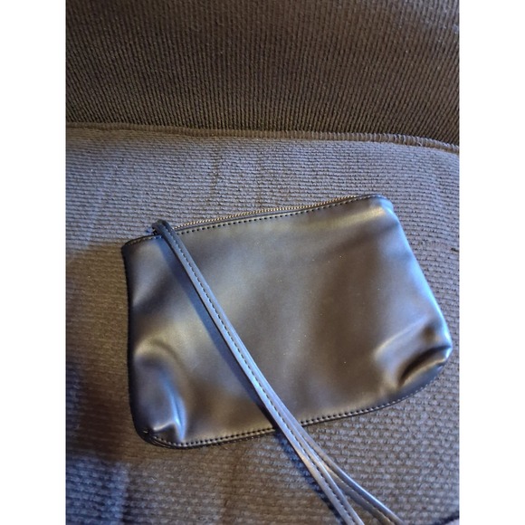 Christian Dior pouch clutch bag leather logo Name Spellout Black Wristlet Strap